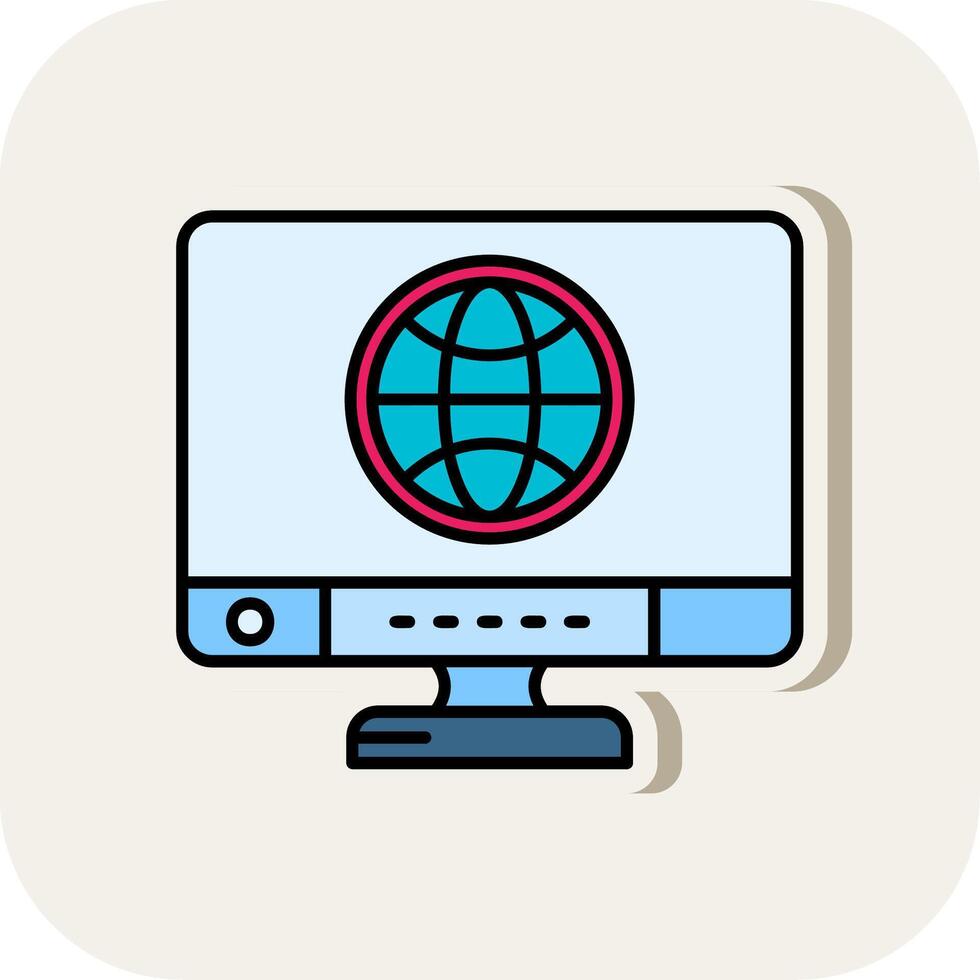 Global Line Filled White Shadow Icon vector