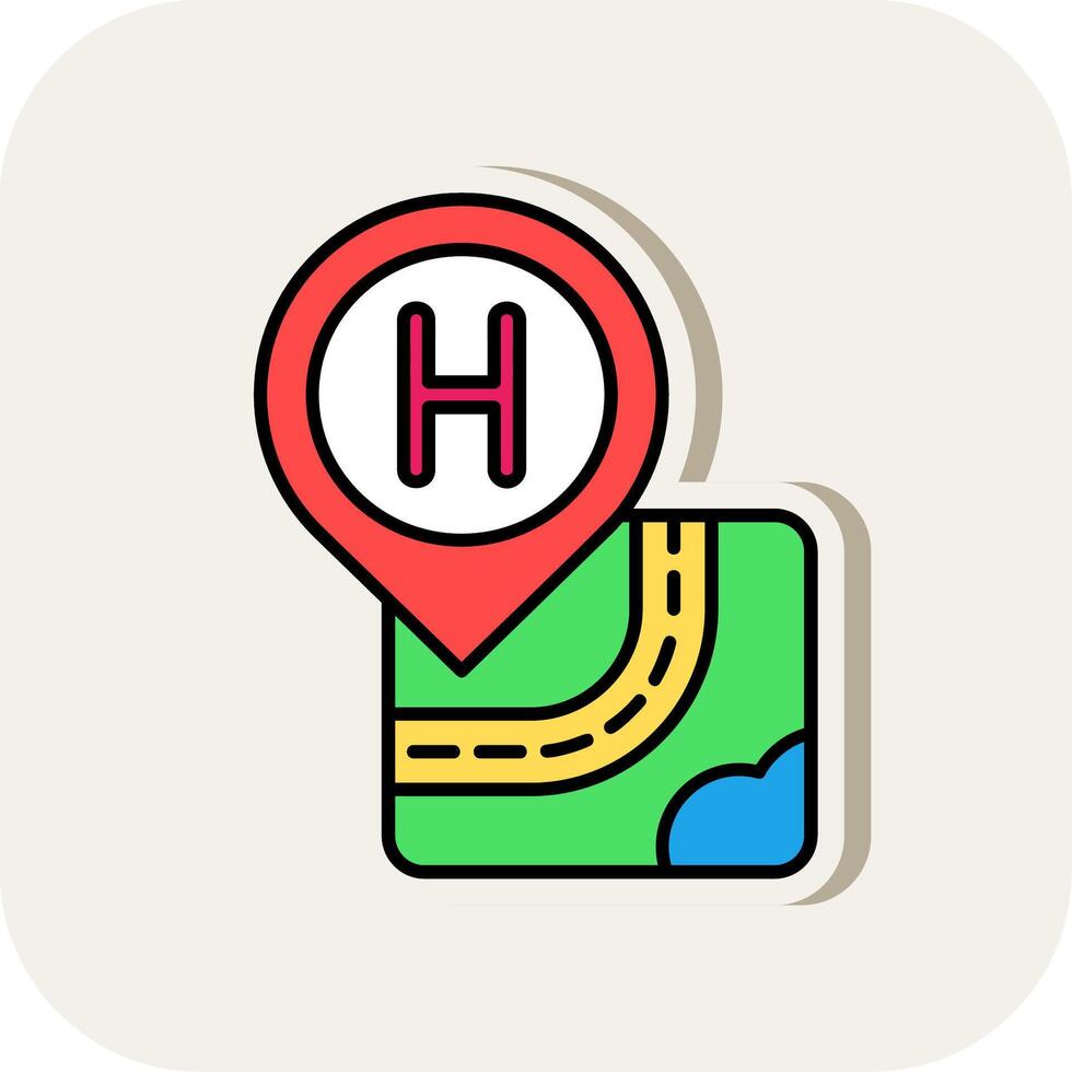 Hospital Line Filled White Shadow Icon vector