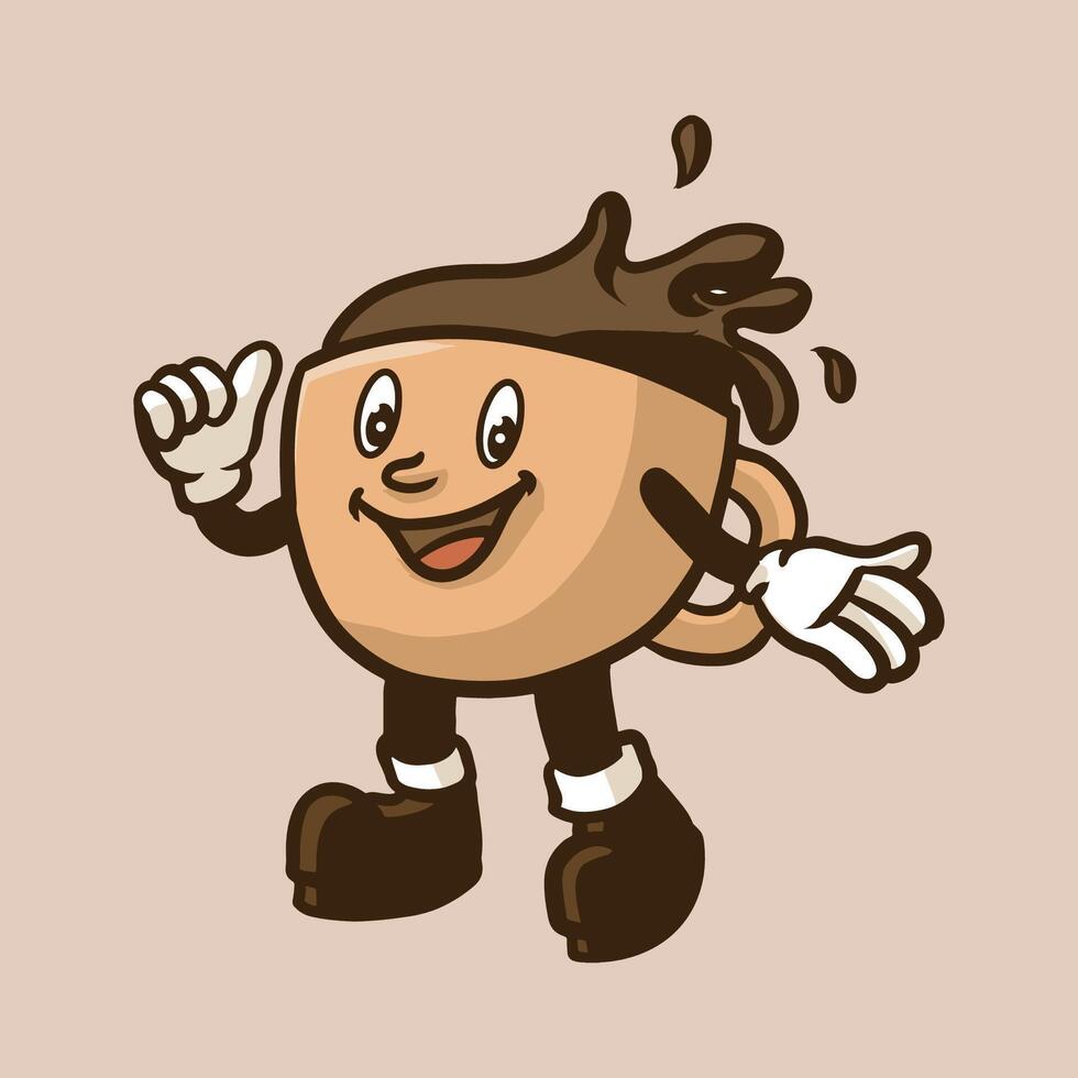 A cup of coffee mascot thumbs up vector