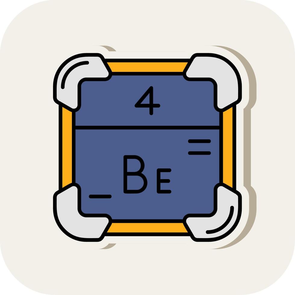 Beryllium Line Filled White Shadow Icon vector