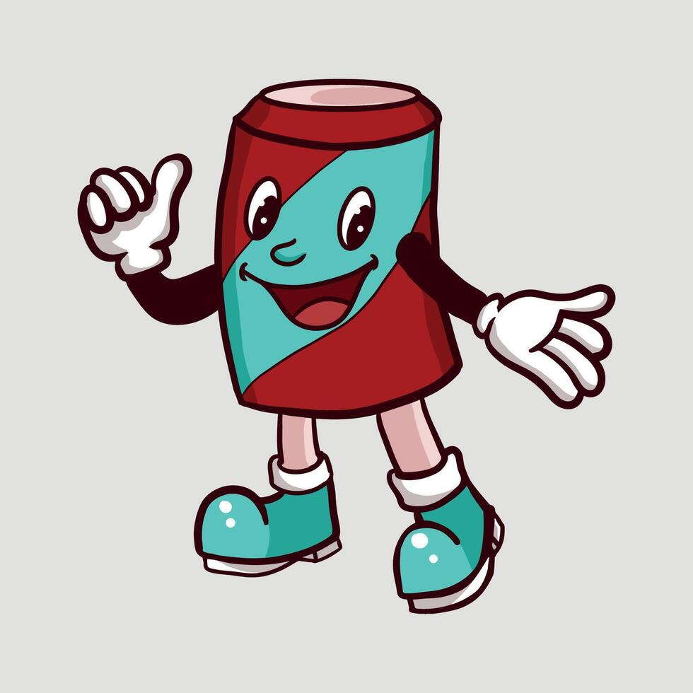 lata de soda mascota sonrisa pulgares arriba vector