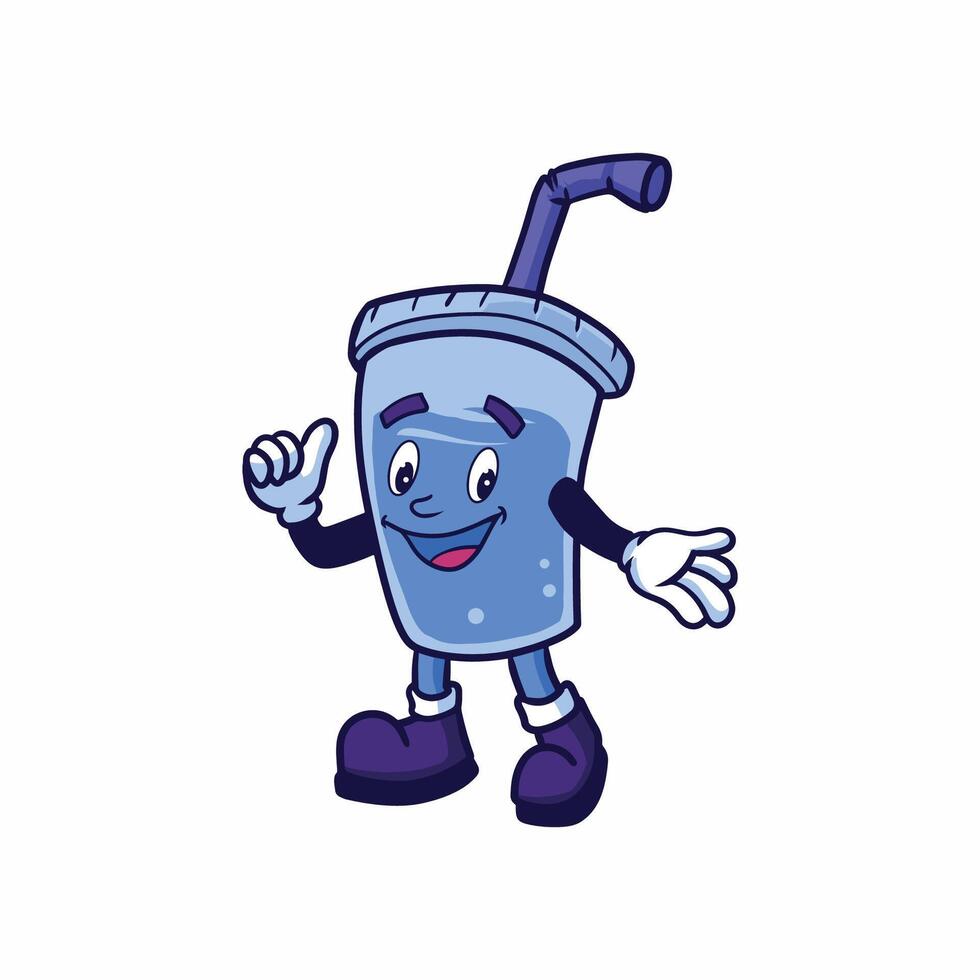 taza de bebida con Paja mascota logo vector