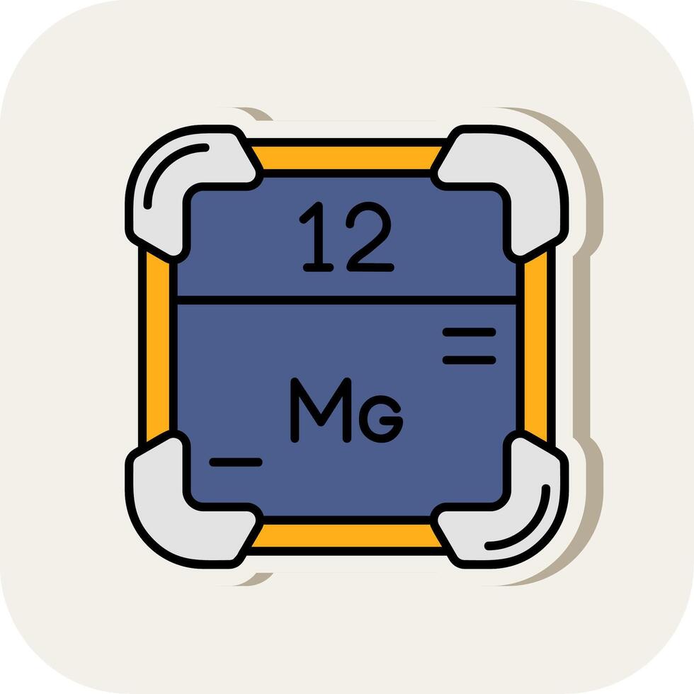 magnesio línea lleno blanco sombra icono vector