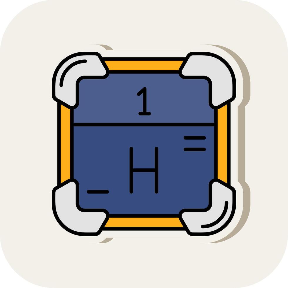 Hydrogen Line Filled White Shadow Icon vector