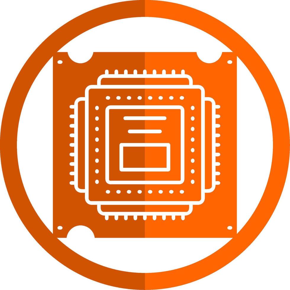 Processor Glyph Orange Circle Icon vector