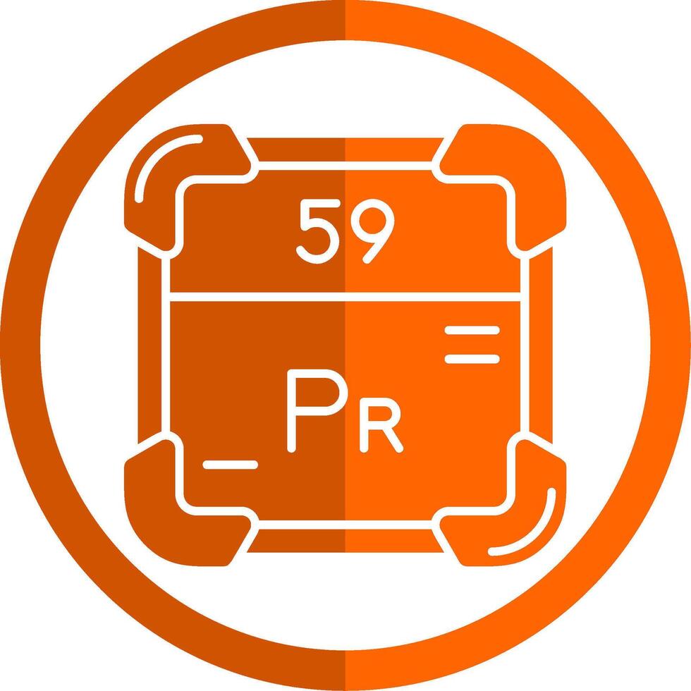 Praseodymium Glyph Orange Circle Icon vector