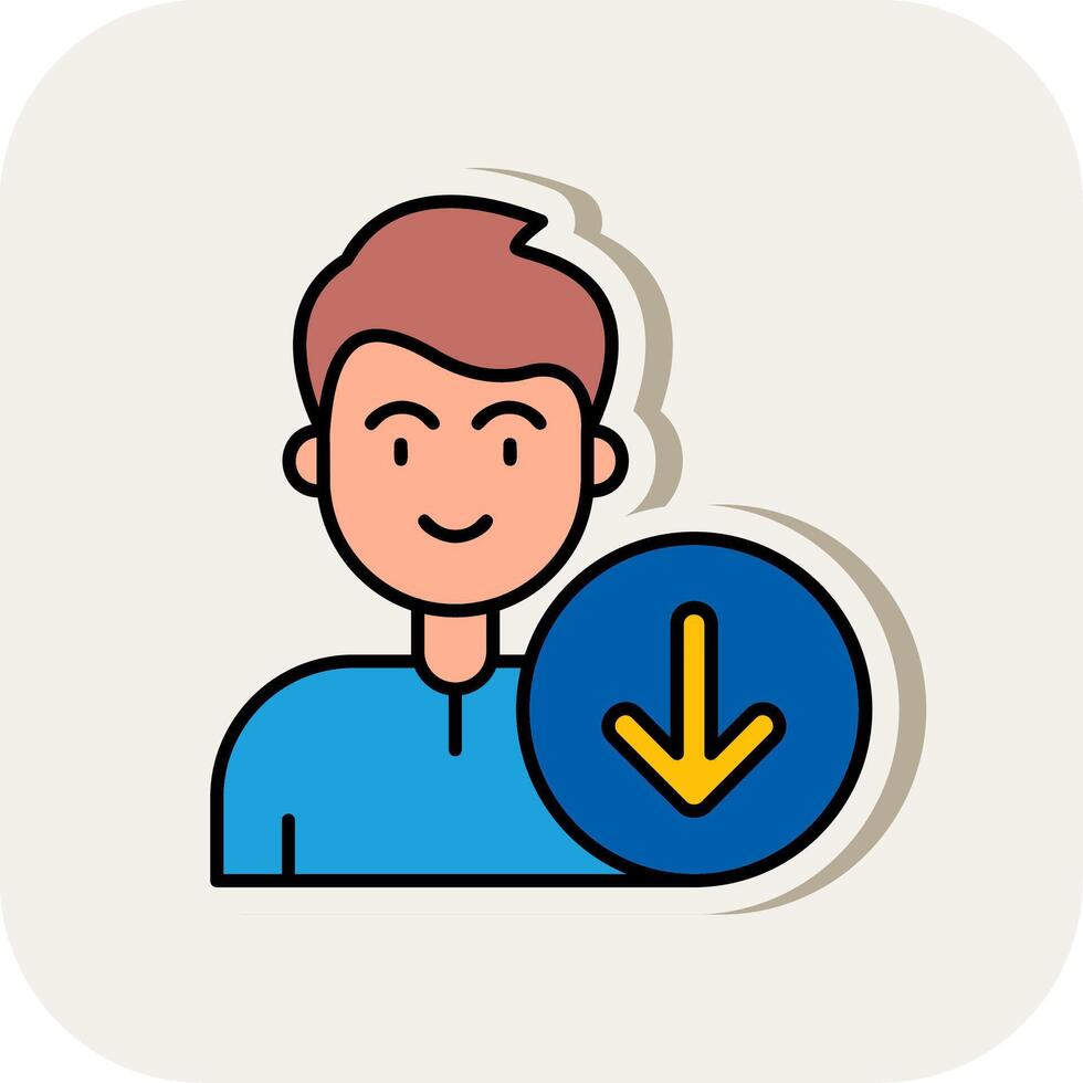 Down Line Filled White Shadow Icon vector