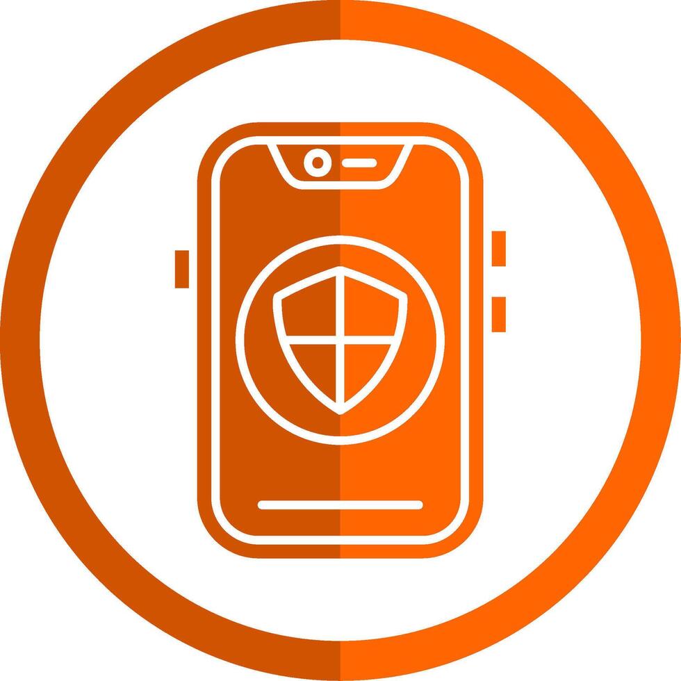 Shield Glyph Orange Circle Icon vector