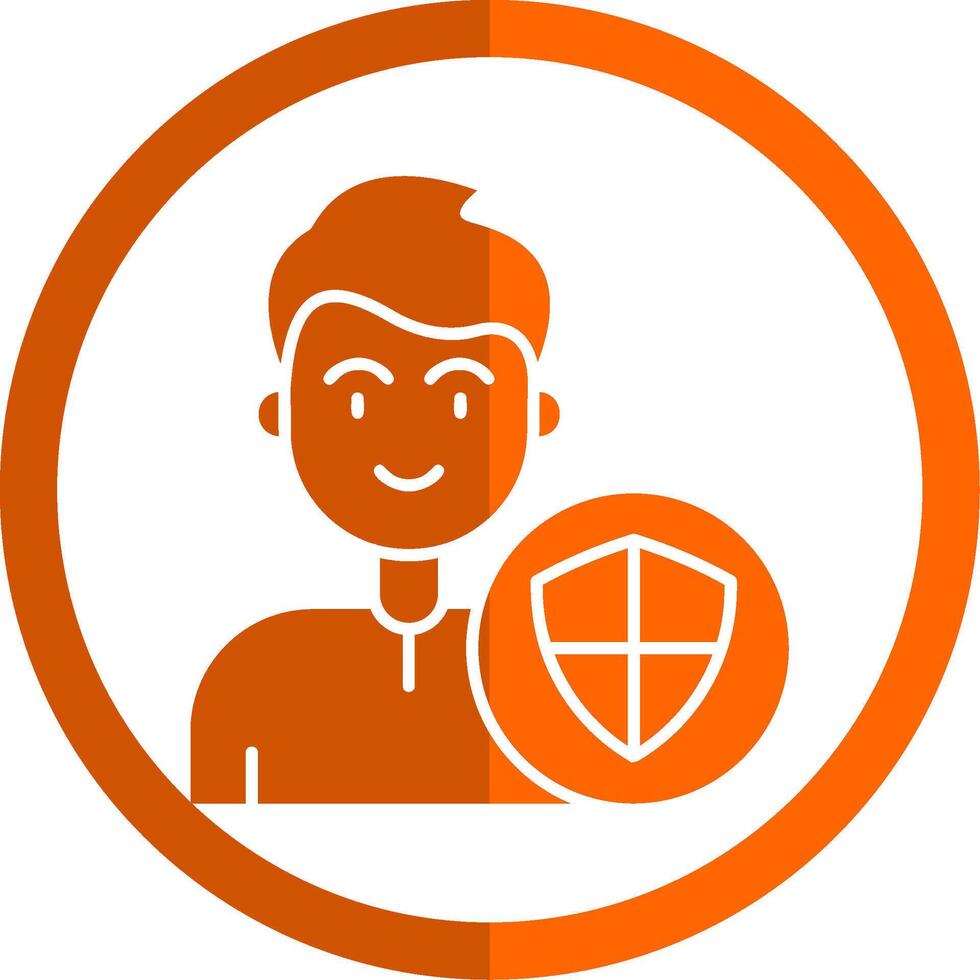 Shield Glyph Orange Circle Icon vector