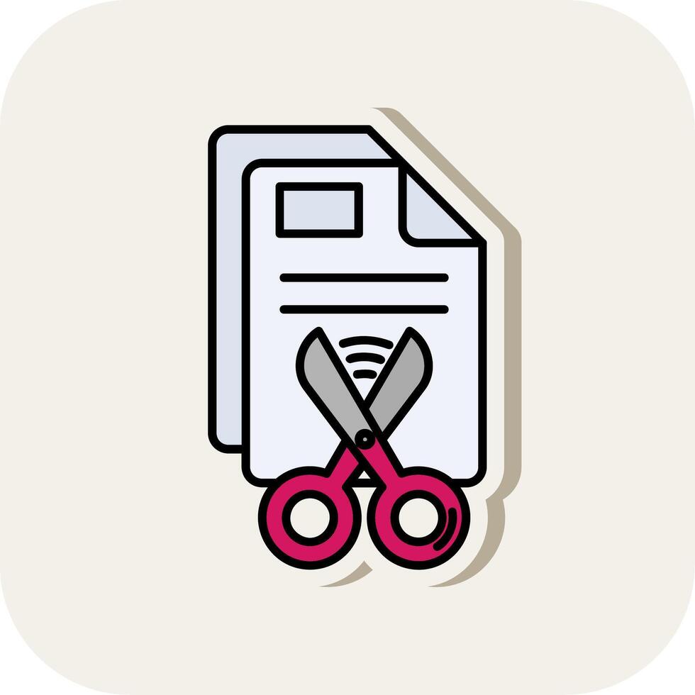 Cut Line Filled White Shadow Icon vector
