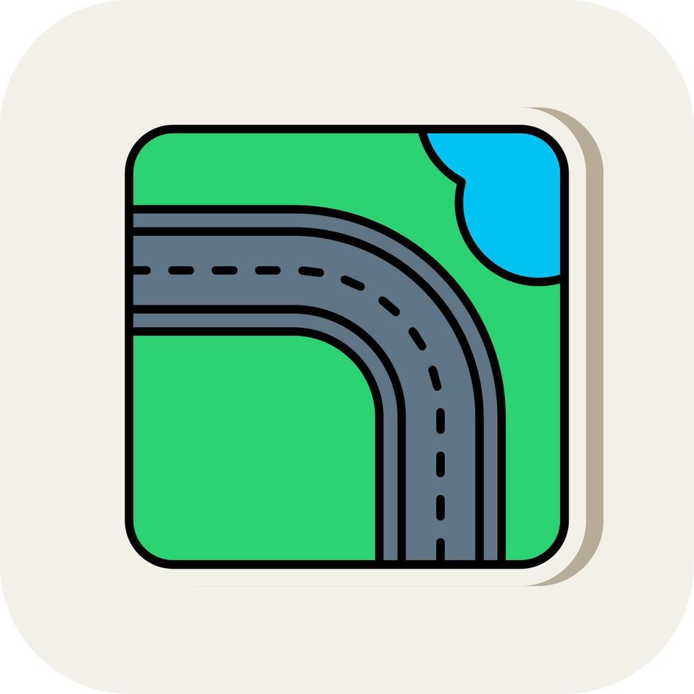 Highway Line Filled White Shadow Icon vector