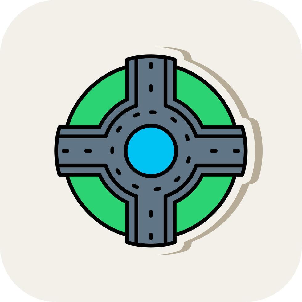 Roundabout Line Filled White Shadow Icon vector