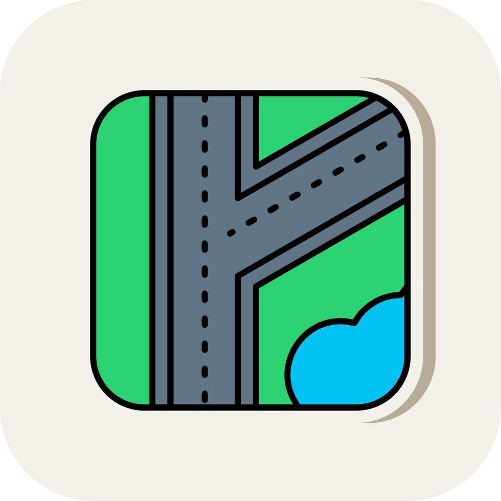 Road Line Filled White Shadow Icon vector