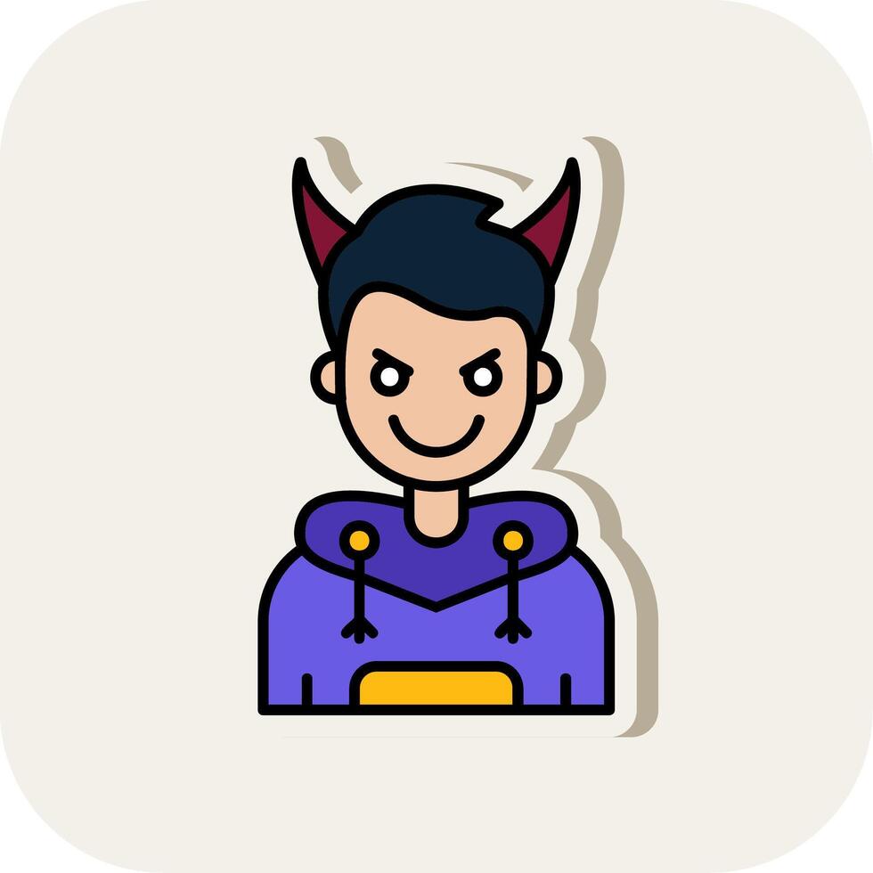 Demon Line Filled White Shadow Icon vector