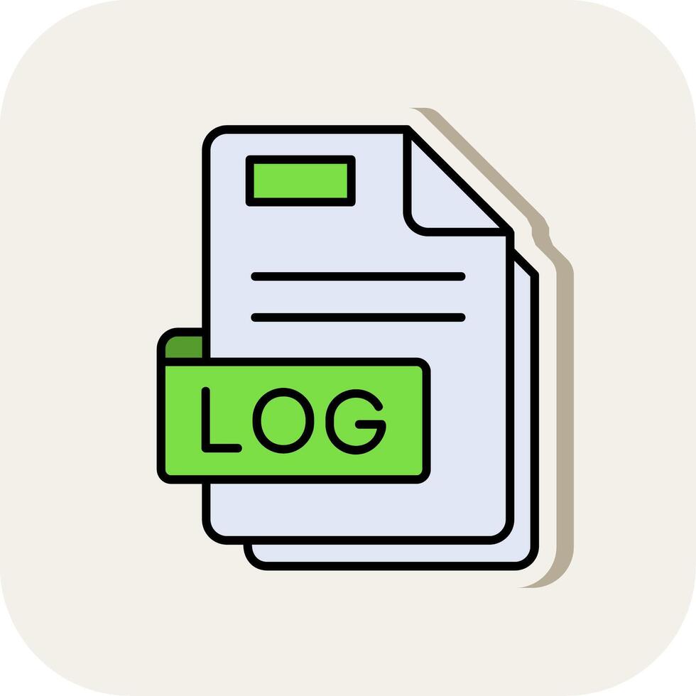 Log Line Filled White Shadow Icon vector