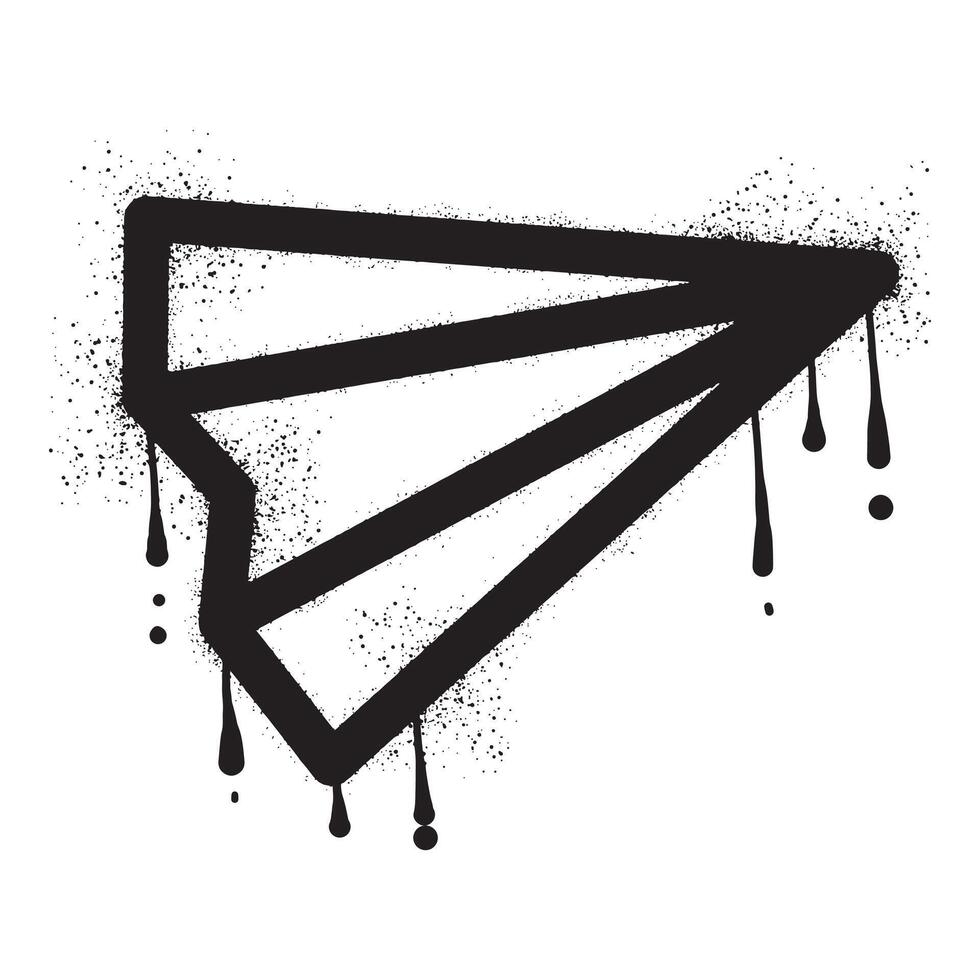 Paper airplane graffiti drawn with black spray paint vector