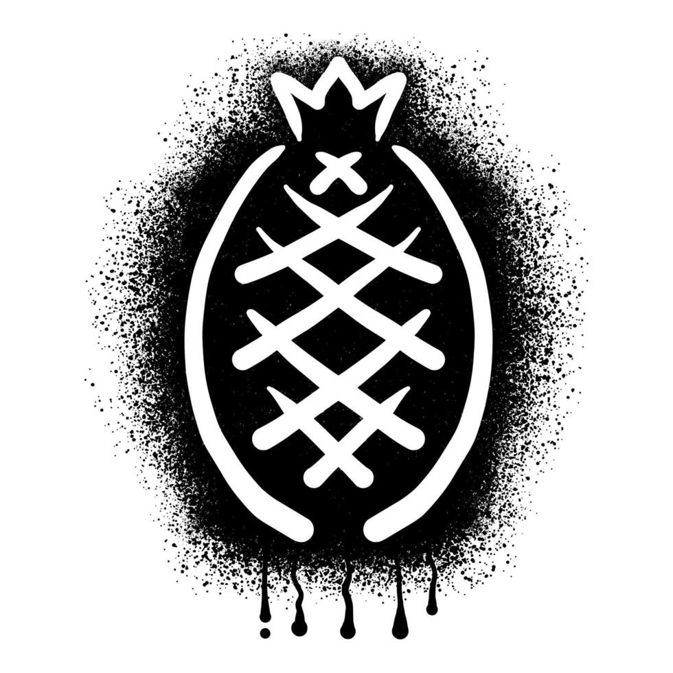 Pineapple stencil graffiti drawn with black spray paint vector