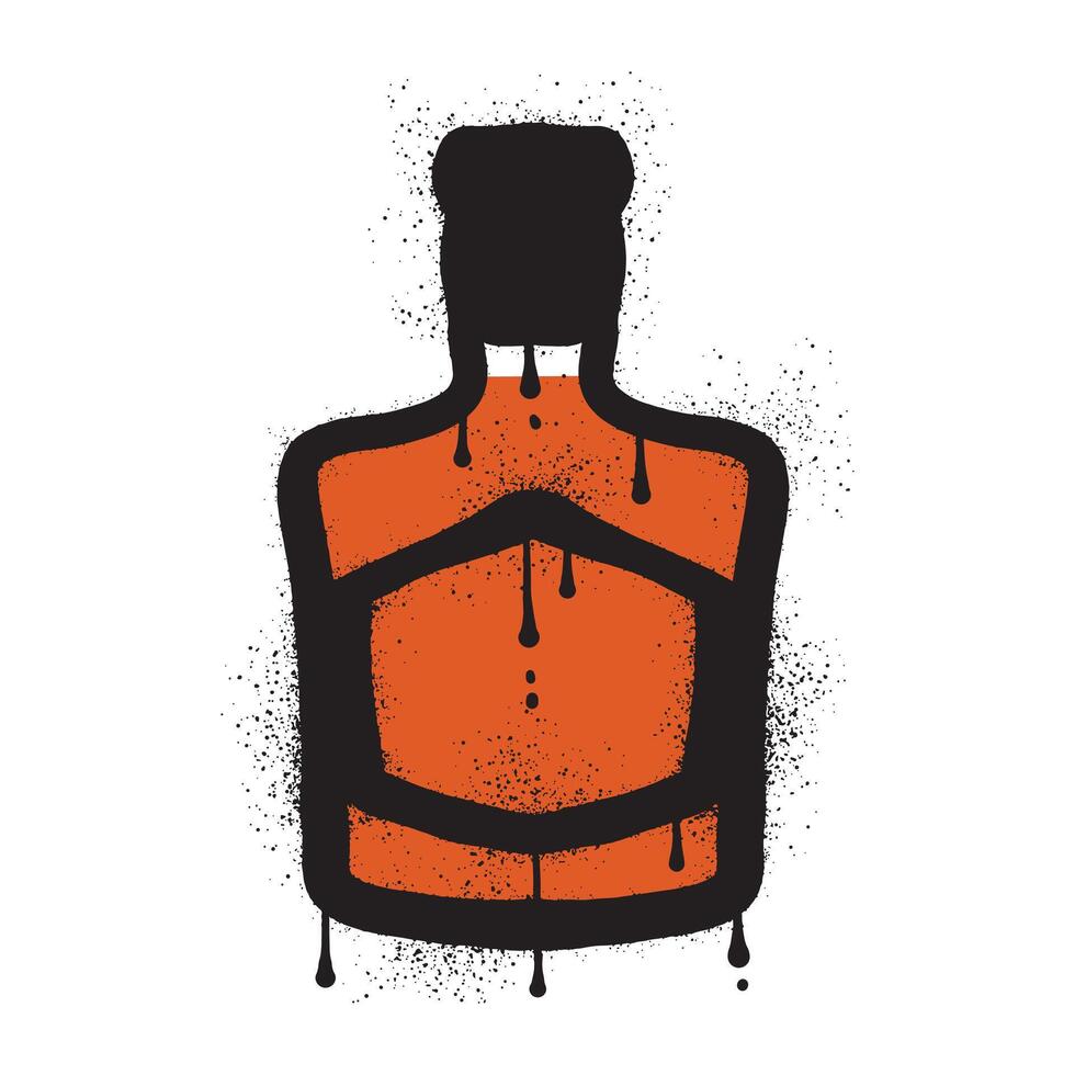 Whiskey bottle graffiti drawn with black spray paint art vector