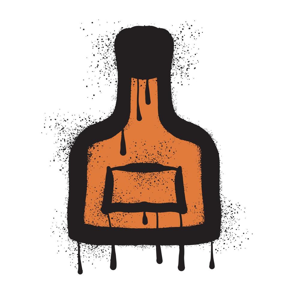 whisky botella pintada dibujado con negro rociar pintar Arte vector