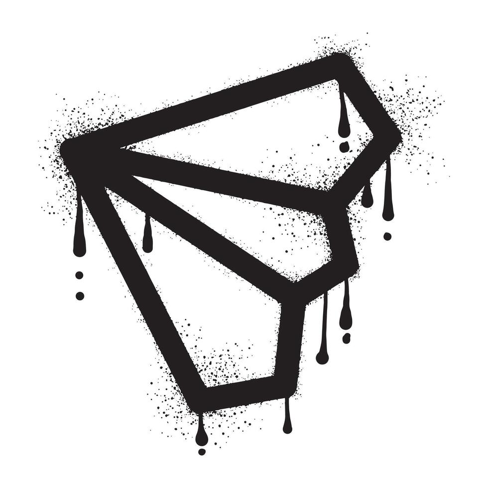 Paper airplane graffiti drawn with black spray paint vector