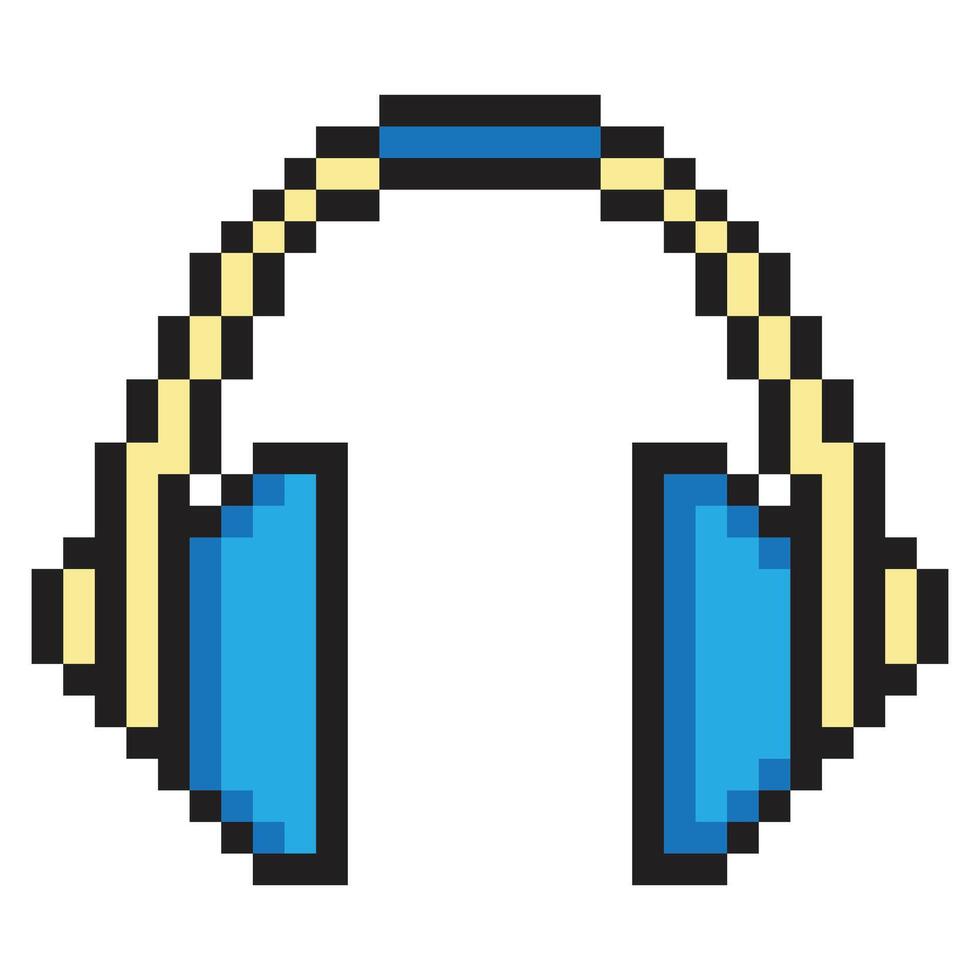Headphone with pixel art style vector