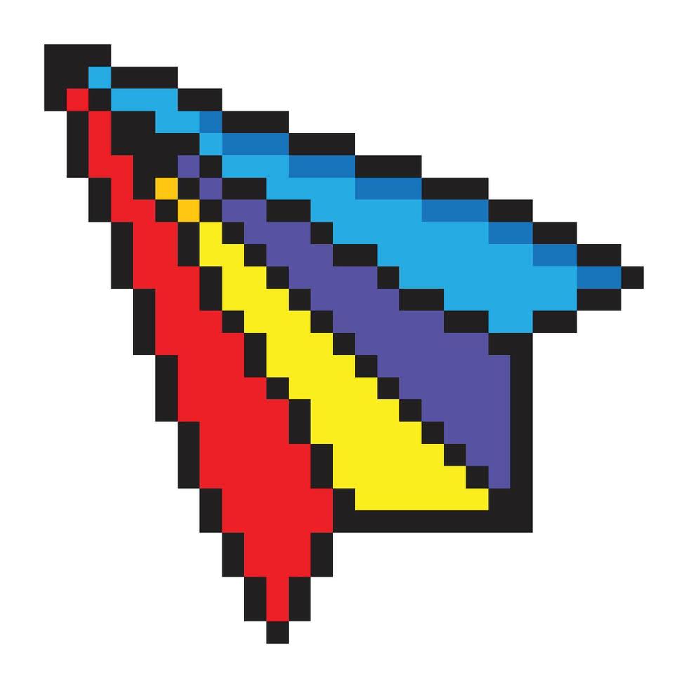 Paper airplane in pixel art style vector