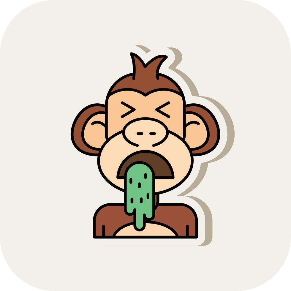 Vomit Line Filled White Shadow Icon vector