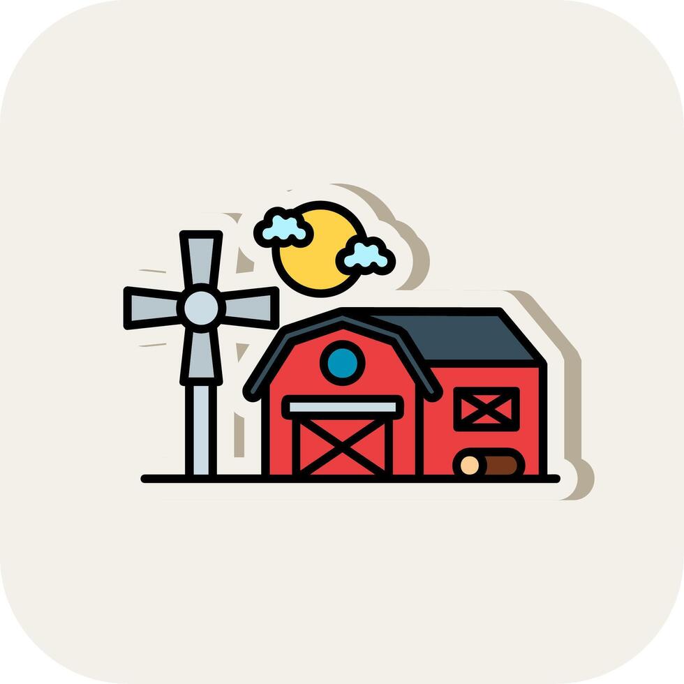 Barn Line Filled White Shadow Icon vector