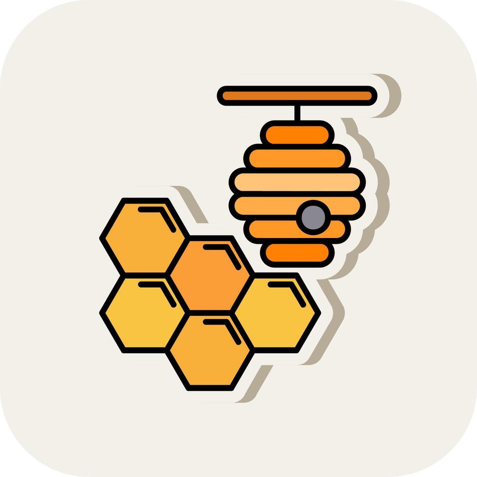 Honeycomb Line Filled White Shadow Icon vector