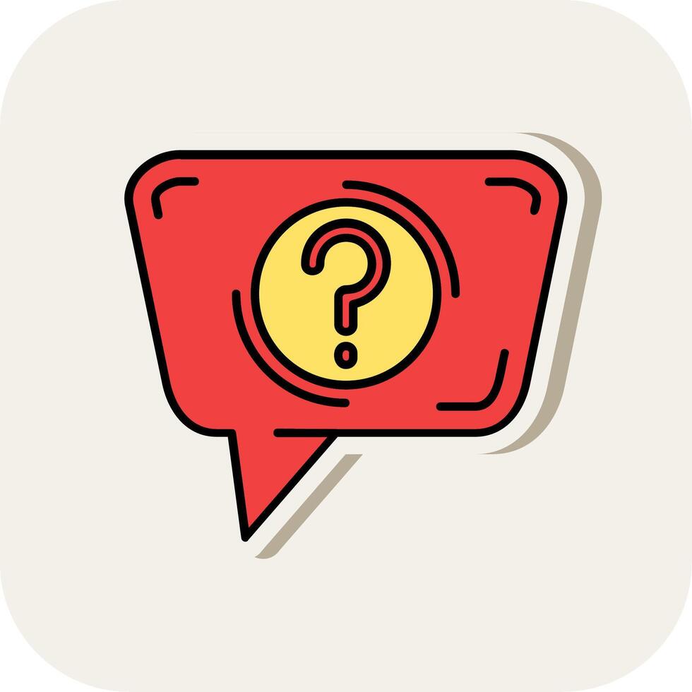 Question Line Filled White Shadow Icon vector