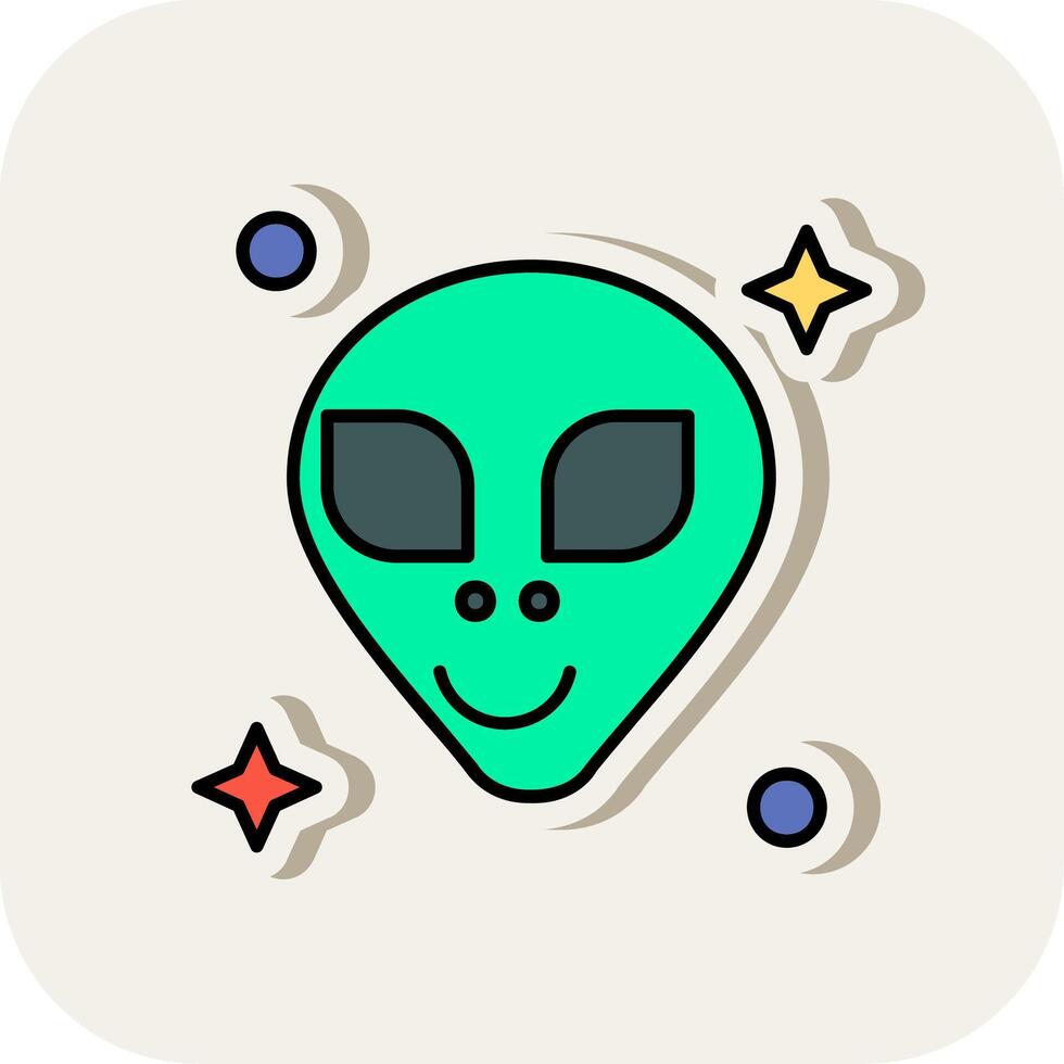 Alien Line Filled White Shadow Icon vector