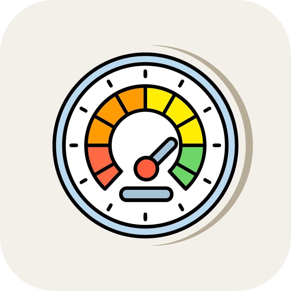 Speedometer Line Filled White Shadow Icon vector