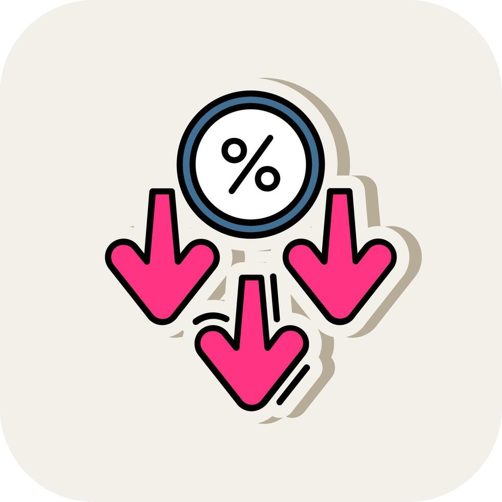 Discount Line Filled White Shadow Icon vector