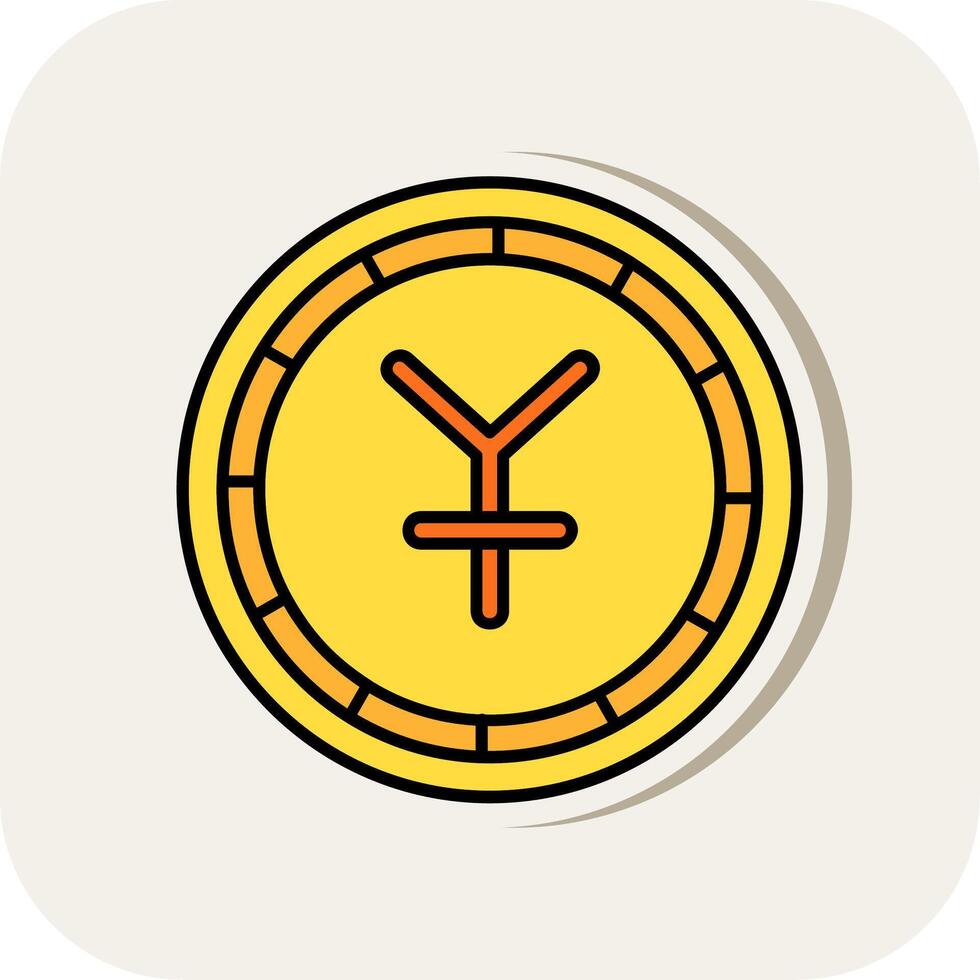 Yen Line Filled White Shadow Icon vector