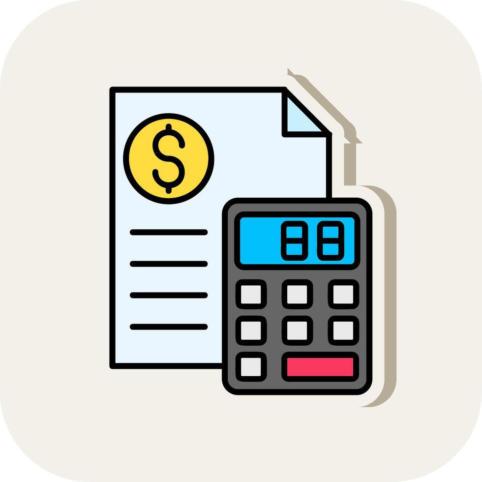 Calculator Line Filled White Shadow Icon vector