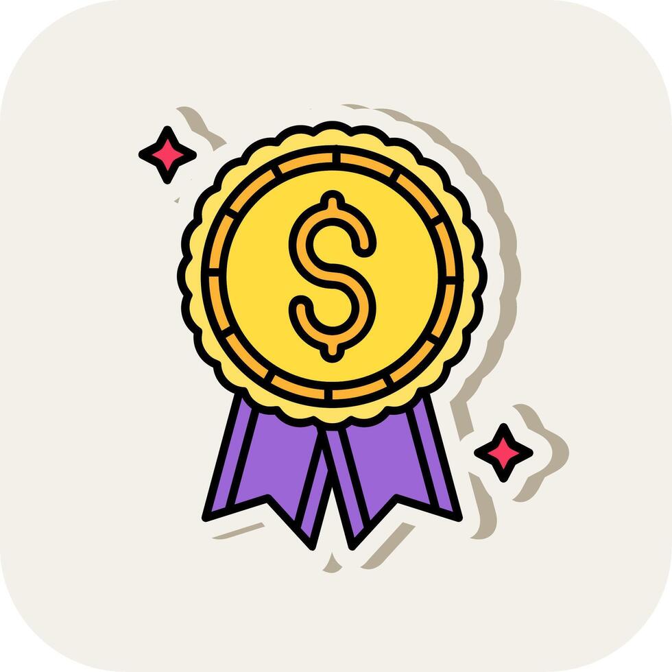 Reward Line Filled White Shadow Icon vector