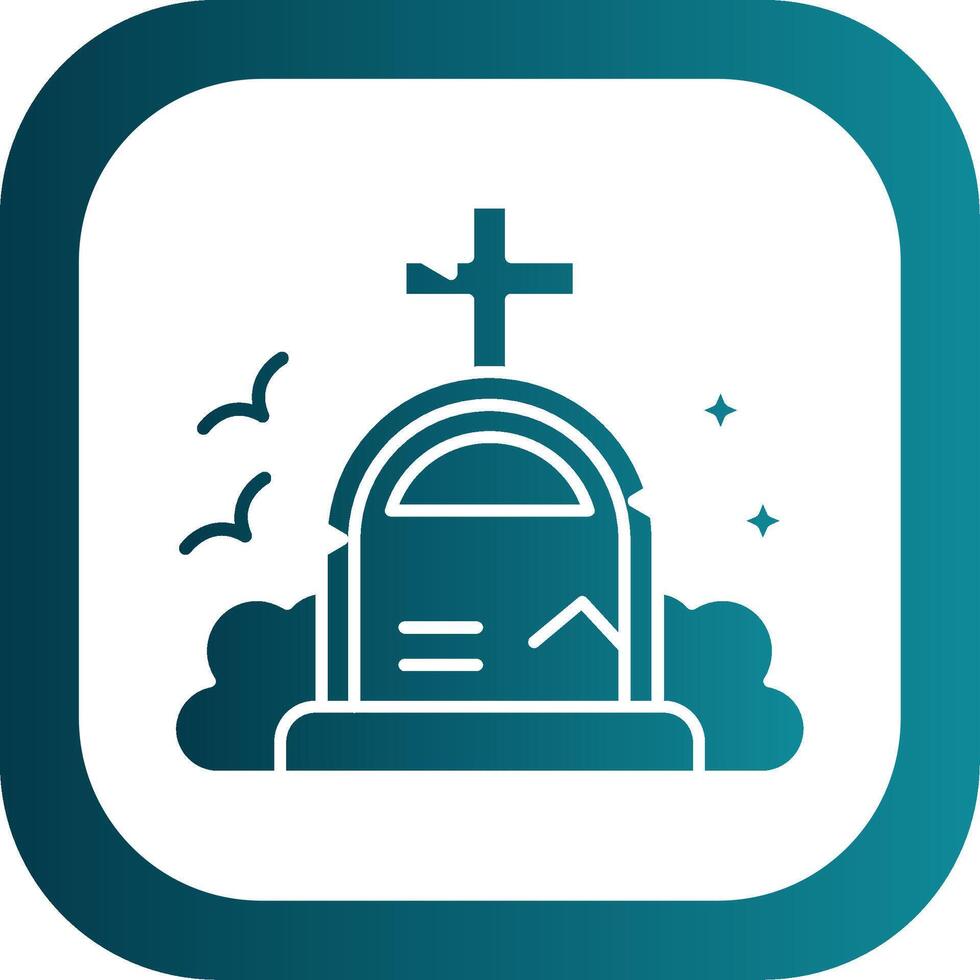 Grave Glyph Gradient Round Corner Icon vector
