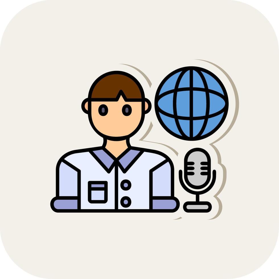 Broadcaster Line Filled White Shadow Icon vector