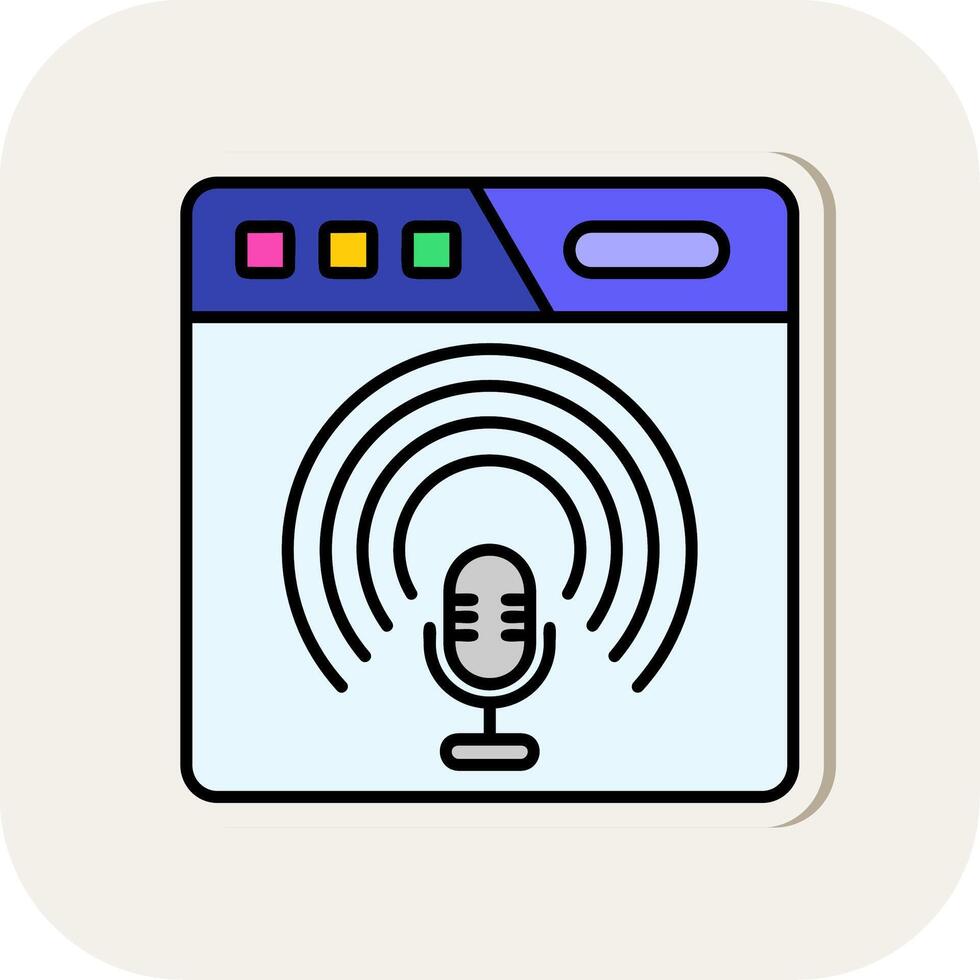 podcast línea lleno blanco sombra icono vector