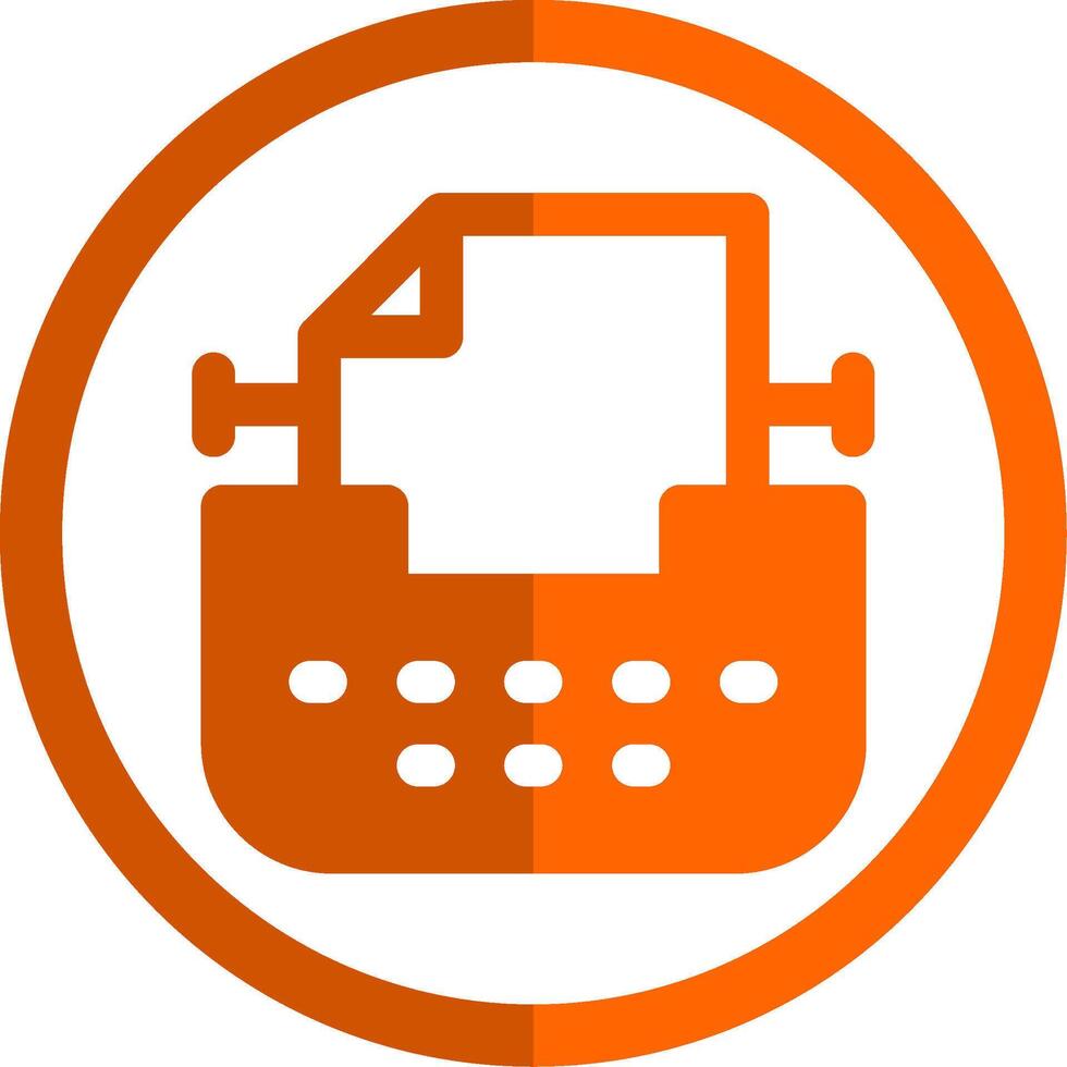 máquina de escribir glifo naranja circulo icono vector