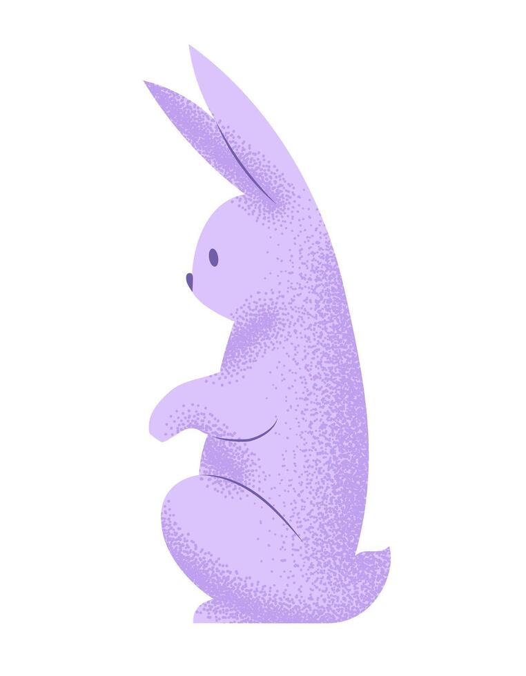 Easter rabbit character isolated on white background  in modern style with grainy texture. vector