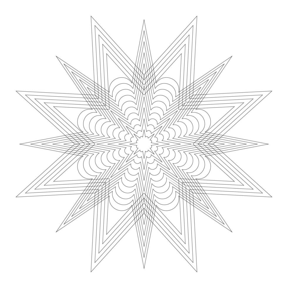 Decorative geometric figure. Black outline guilloche design element. vector