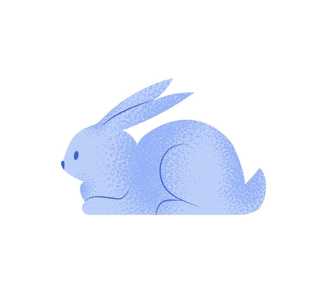 Easter rabbit character isolated on white background  in modern style with grainy texture. vector