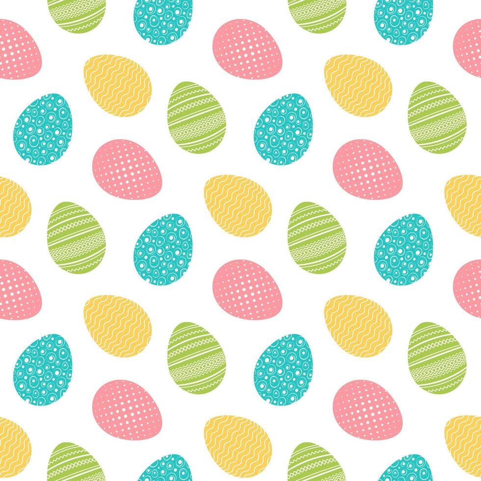 vector de colores Pascua de Resurrección huevos patrón, sin costura antecedentes para tu contento Pascua de Resurrección saludo tarjeta.