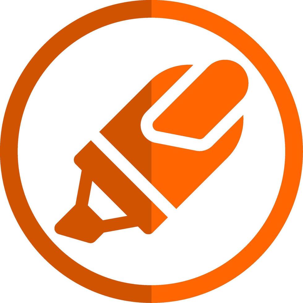 Highlighter Glyph Orange Circle Icon vector