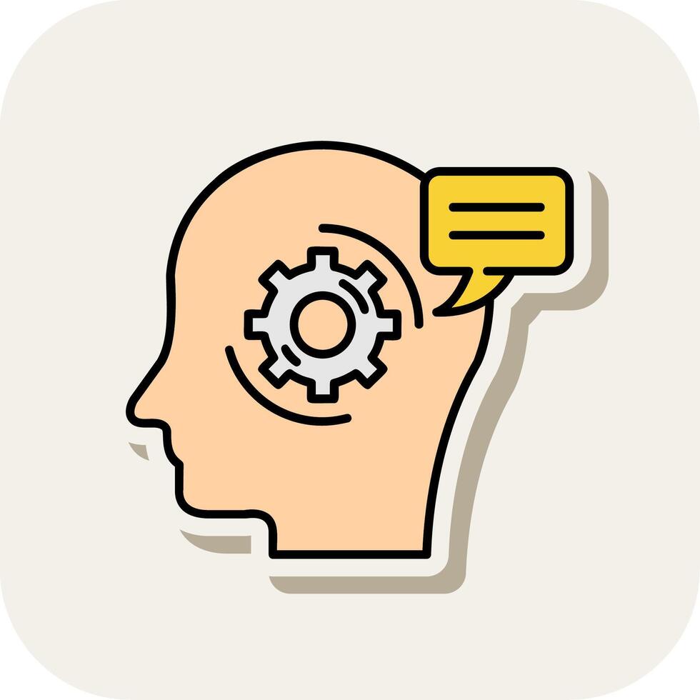 Thinking Line Filled White Shadow Icon vector