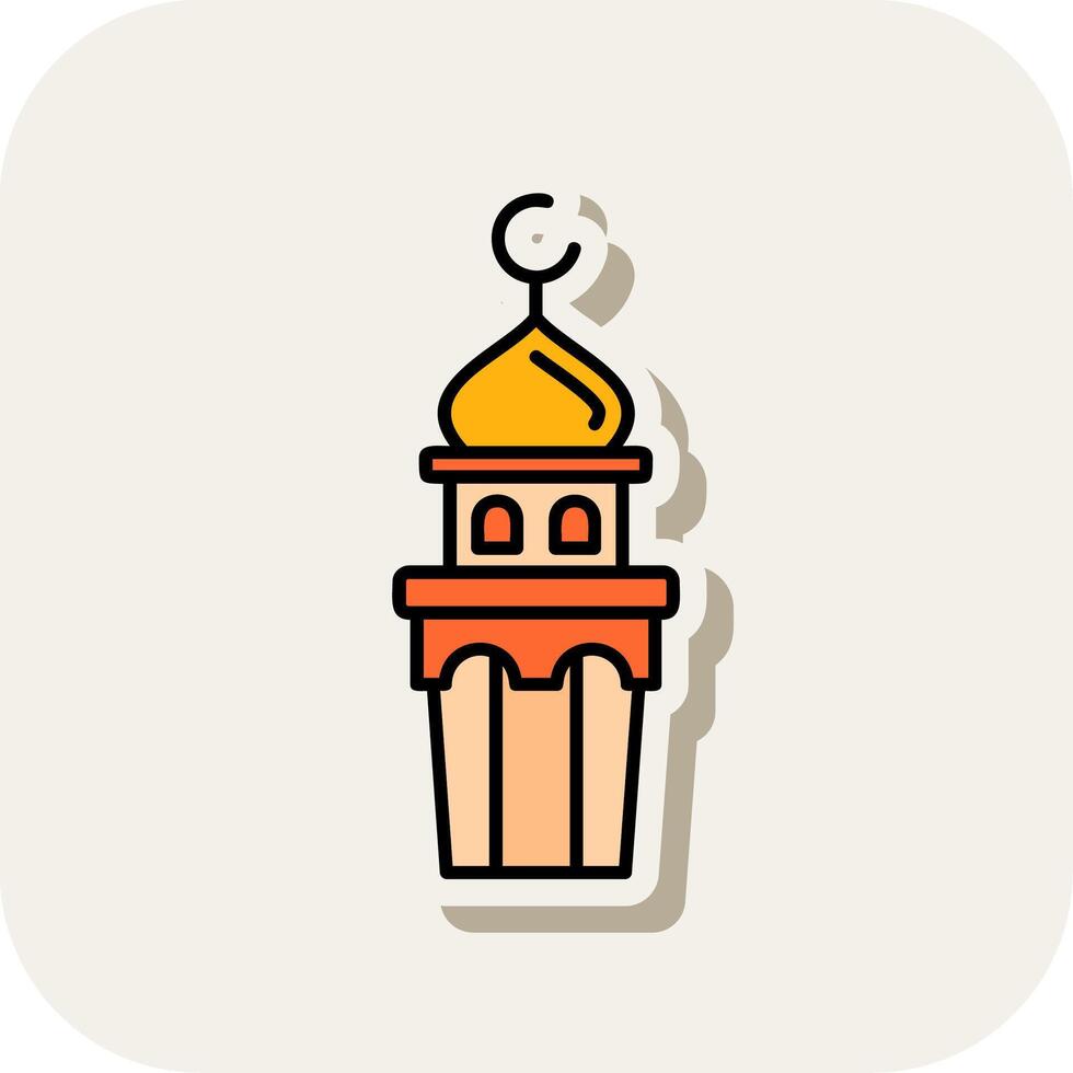 Minaret Line Filled White Shadow Icon vector