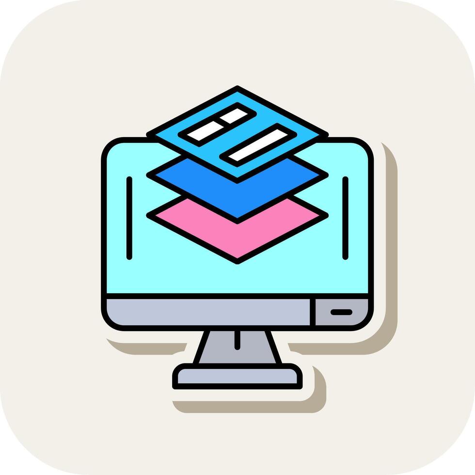 Layer Line Filled White Shadow Icon vector
