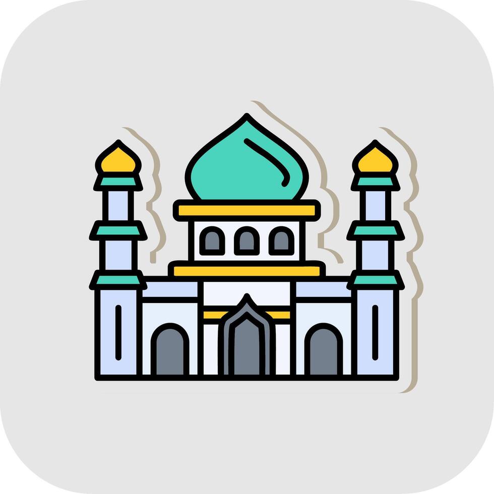 Mosque Line Filled White Shadow Icon vector