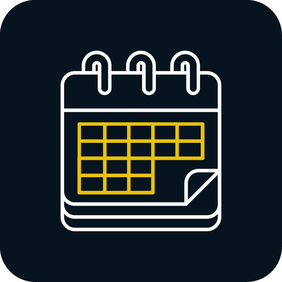 Calendar Line Yellow White Icon vector